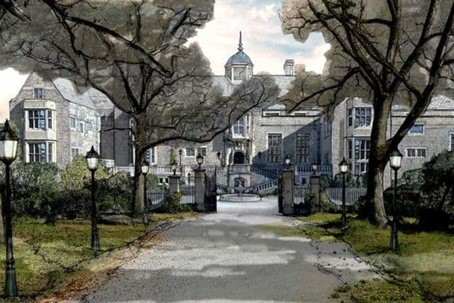 Christian Huband's sketch of the exterior of the Redfellow Mansion.