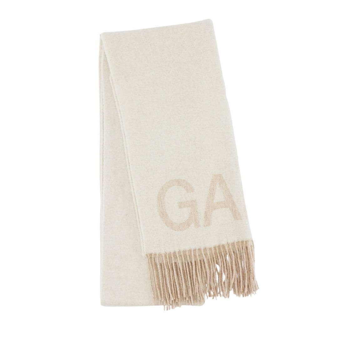 Ganni Ivory Fringed Scarf
