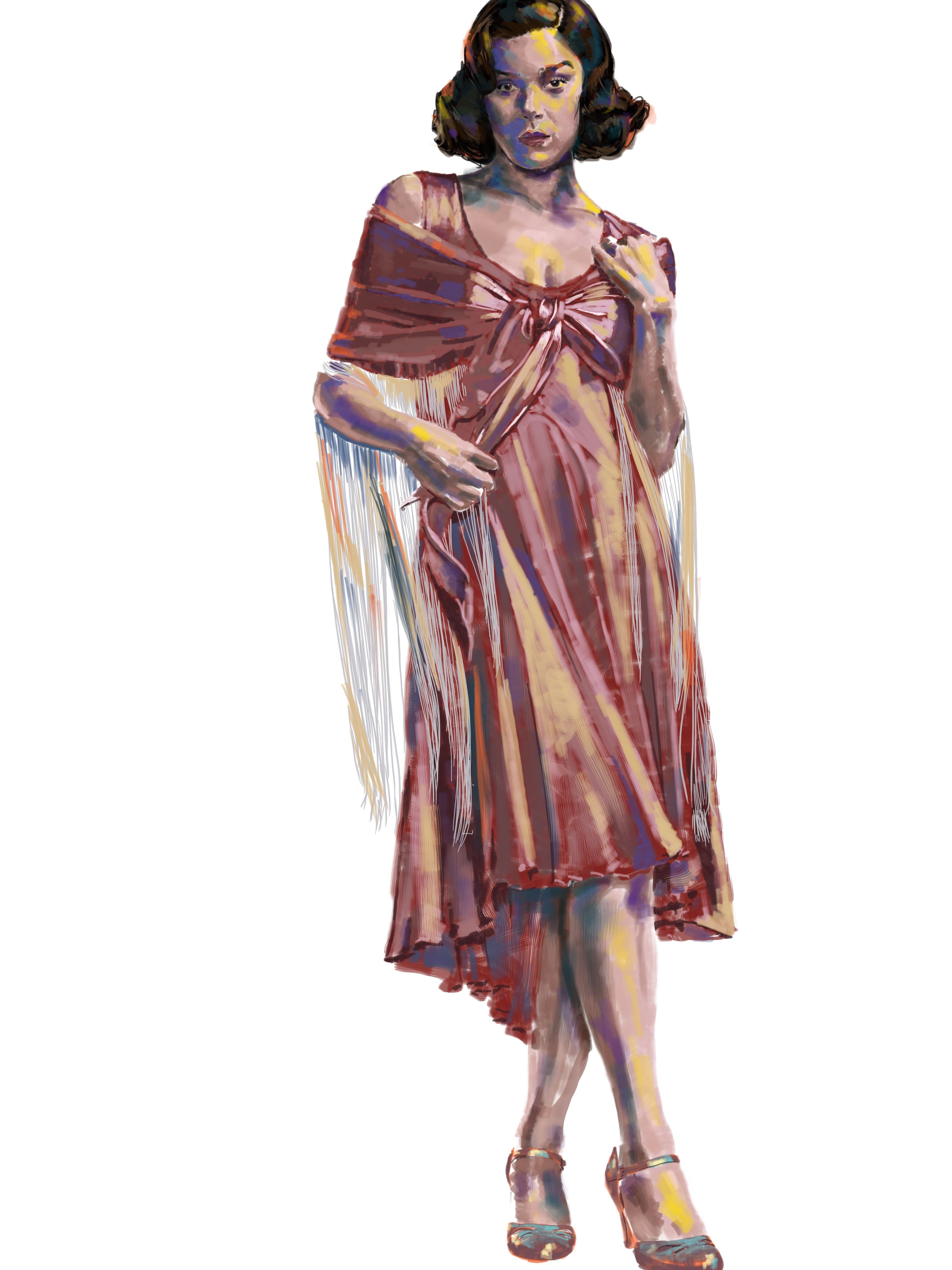 Sketch of Mary in "Sinners." 