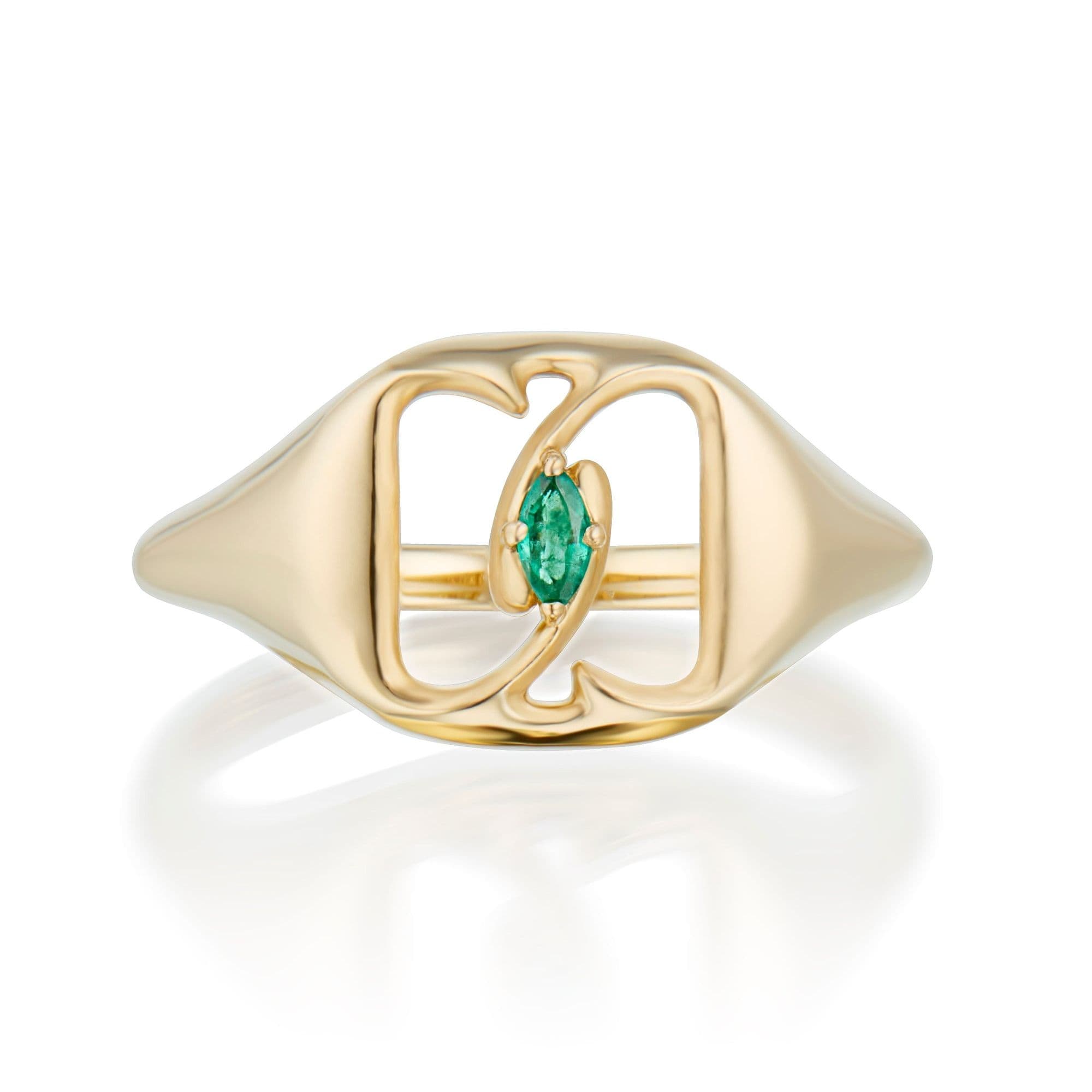 Didris Signet Ring With Emerald