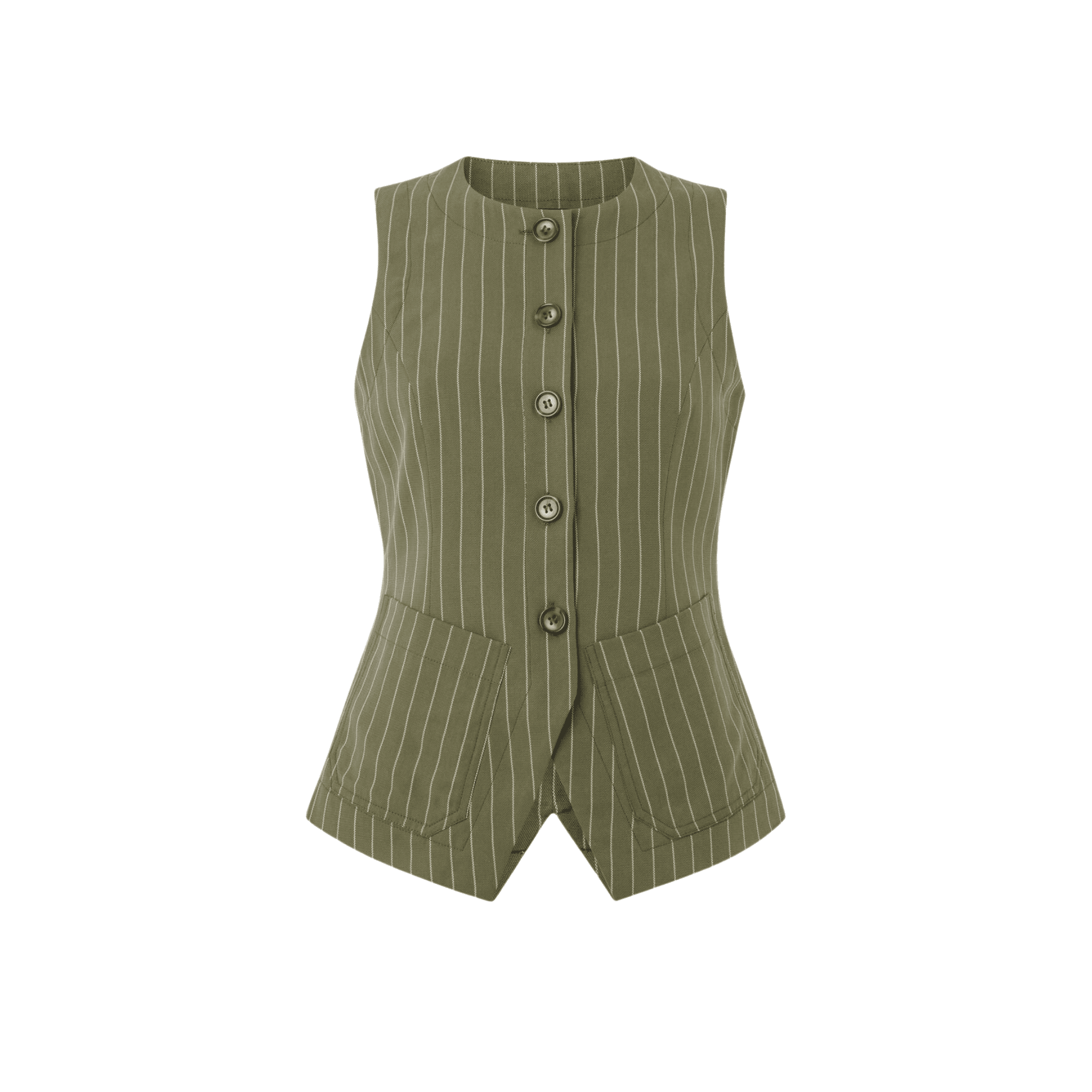 Khaki Lottie Pinstripe Waistcoat
