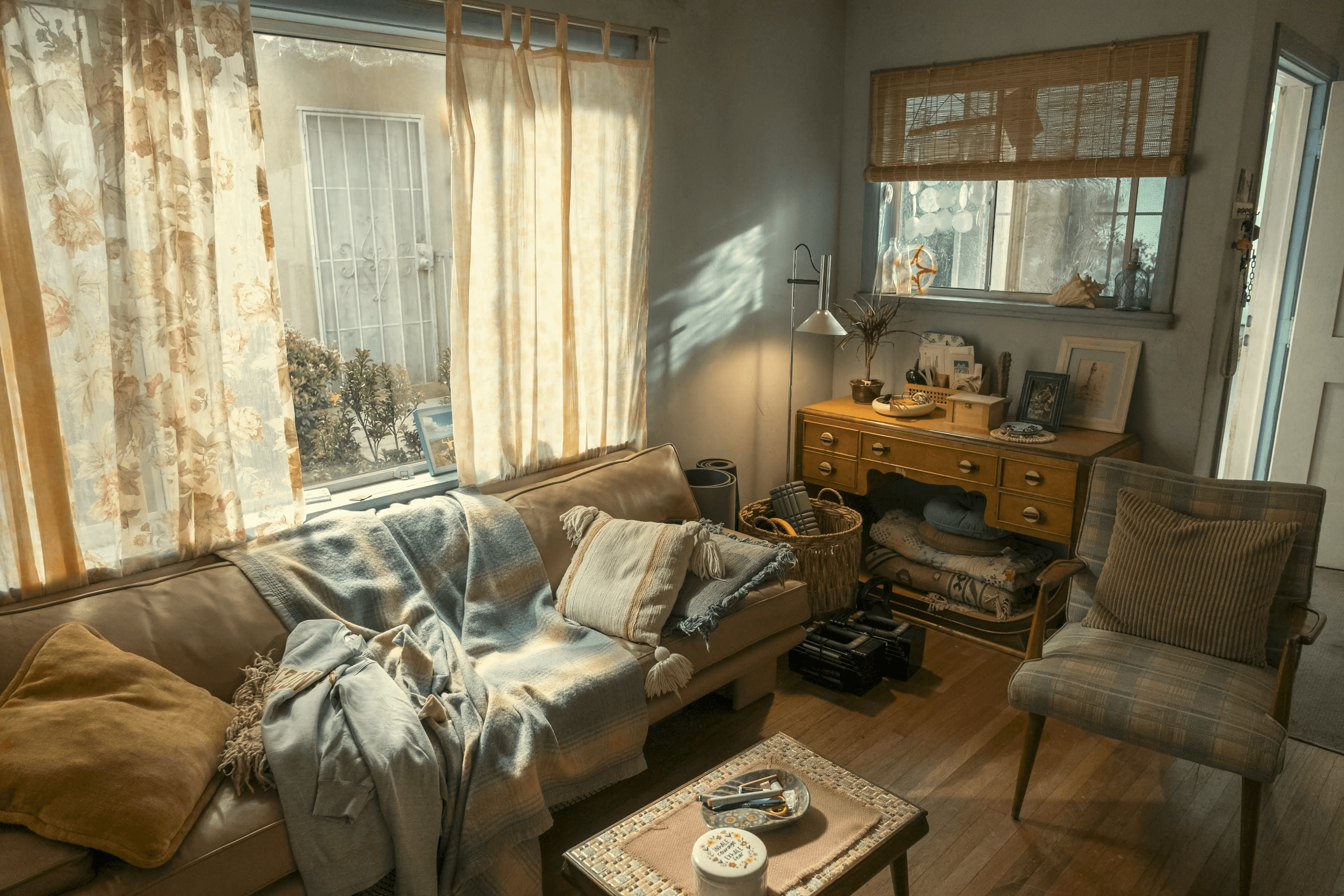 The living room of Austin and Ashley's apartment.