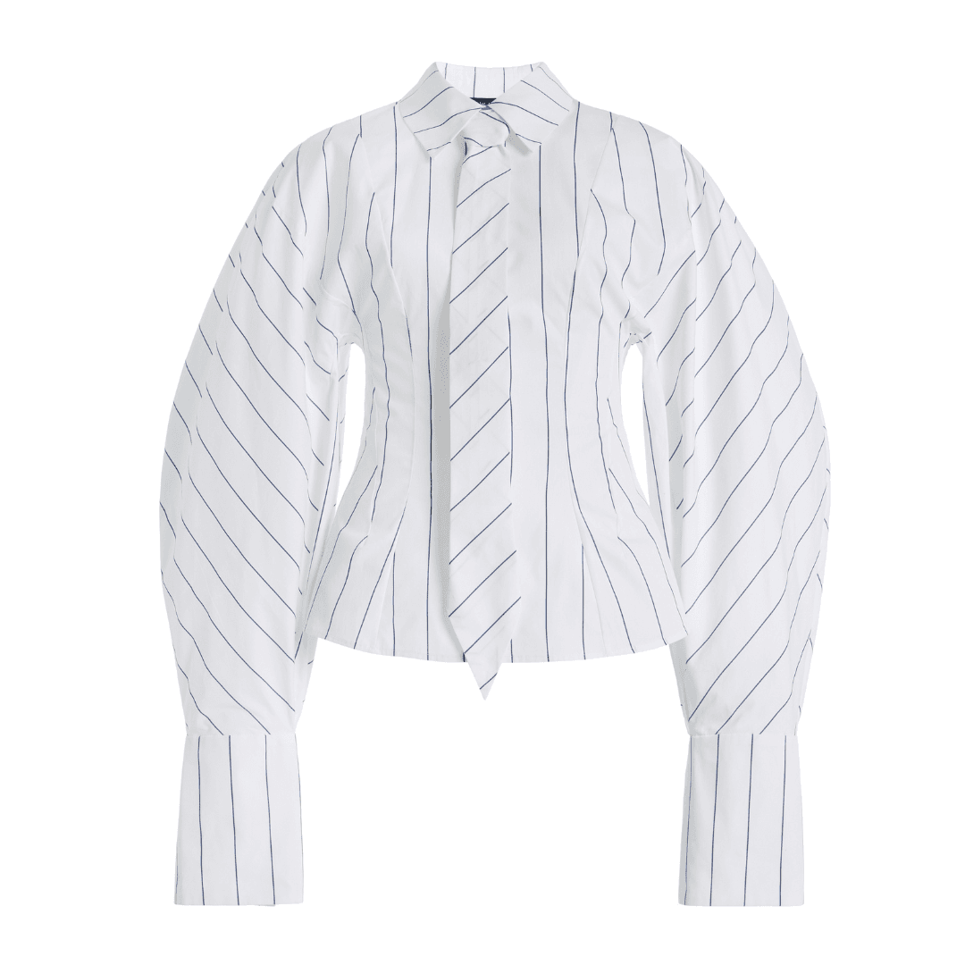 A.W.A.K.E. Mode Tie-Detailed Cotton Poplin Shirt against a white background
