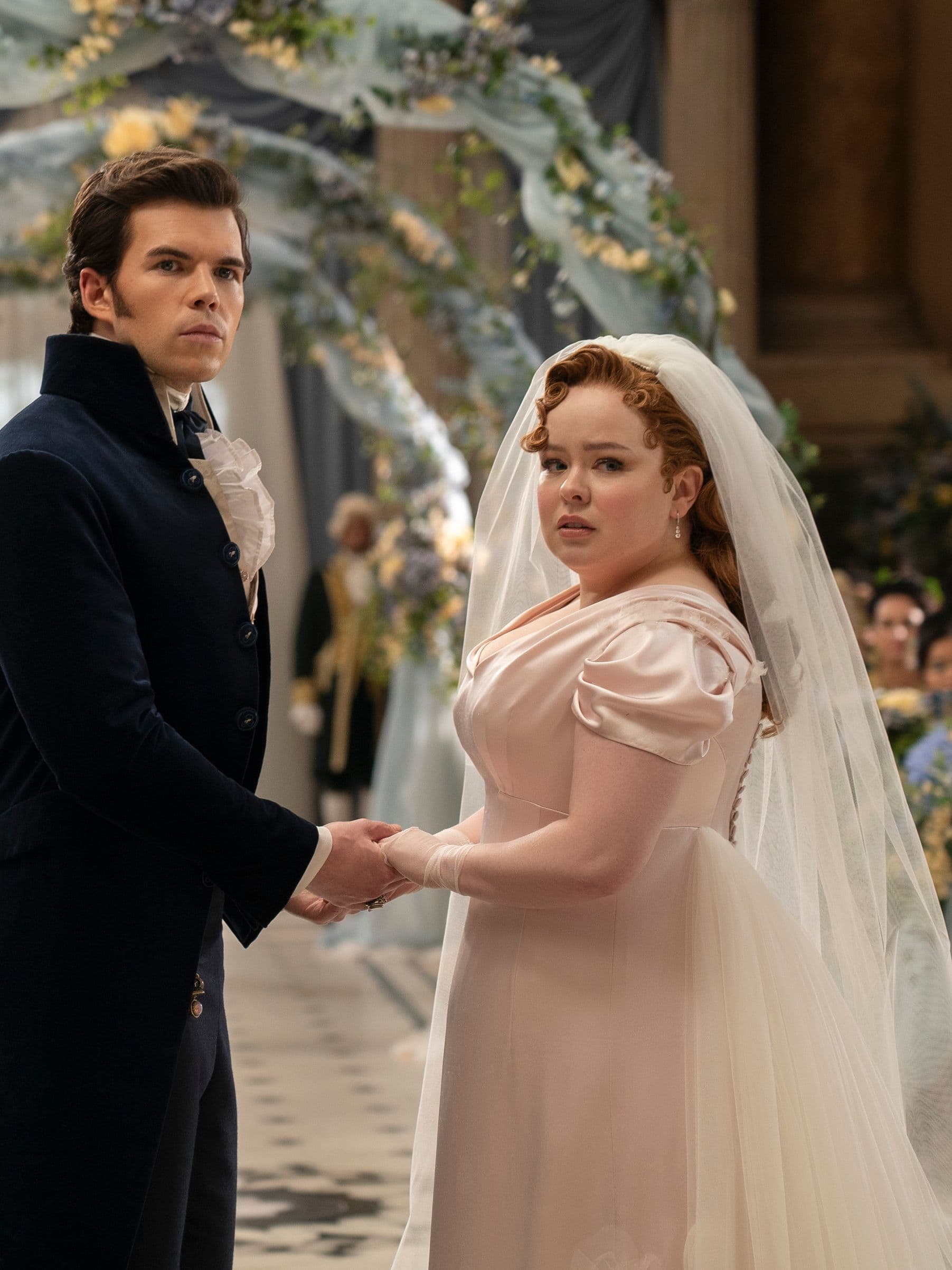 Colin and Penelope's wedding in "Bridgerton" season three.