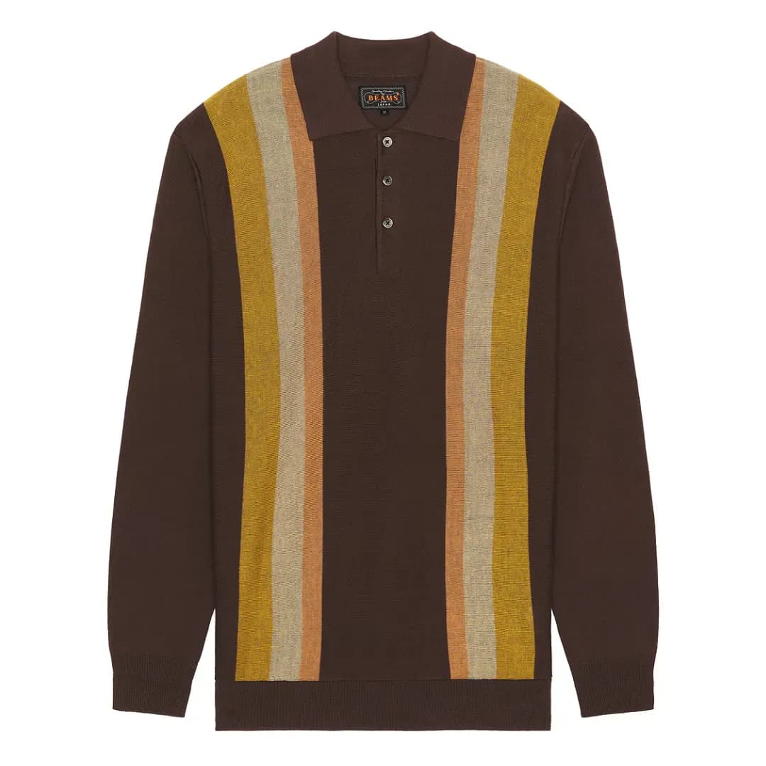 Beams Plus Stripe Argyle Knit Polo