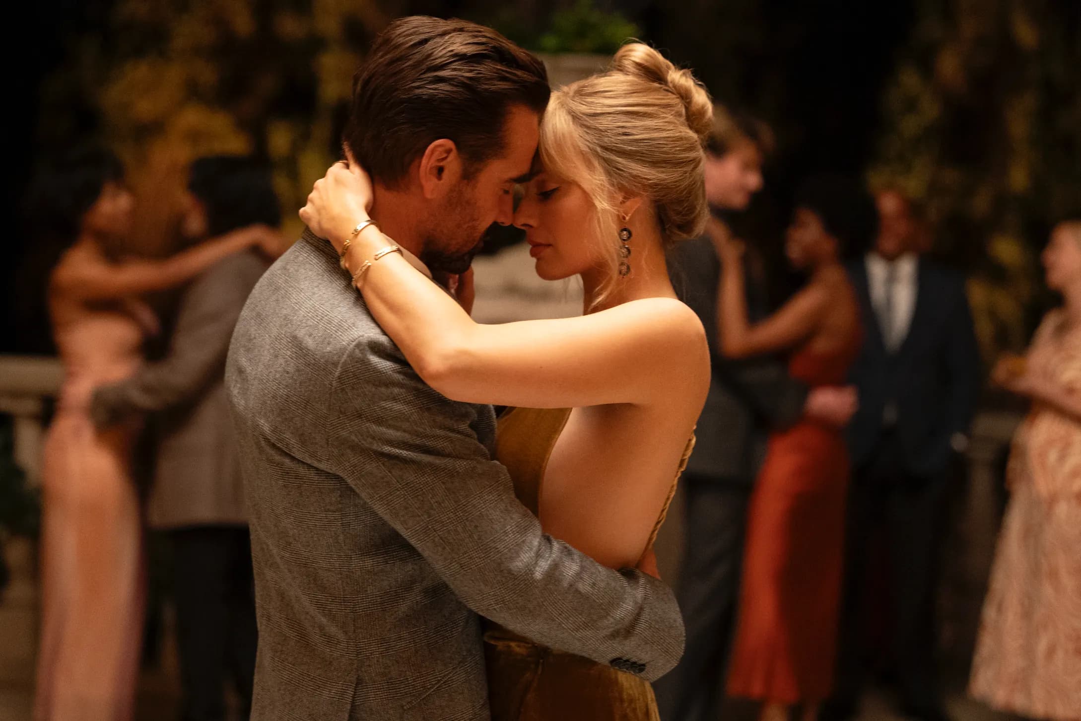 Colin Farrell and Margot Robbie dance closely in a still from "A Big Bold Beautiful Journey."