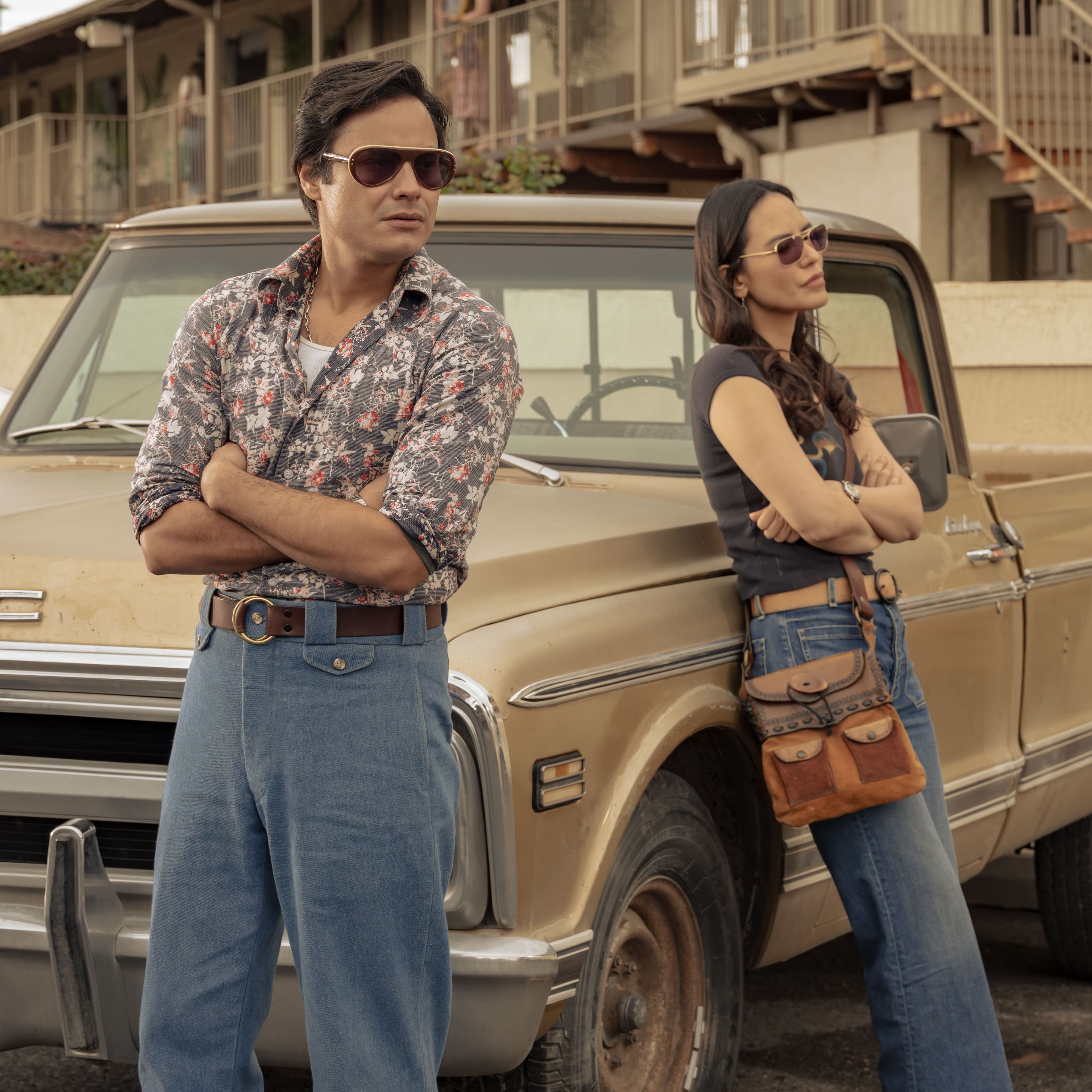 Kiowa Gordon and Jessica Matten in "Dark Winds" season four.