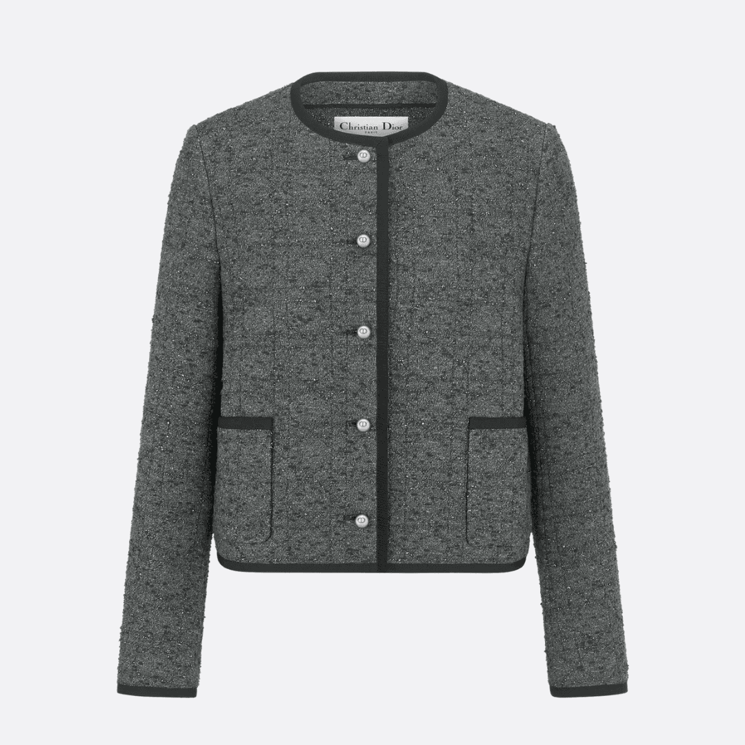 Dior Macrocannage Cropped Jacket against a pale gray background