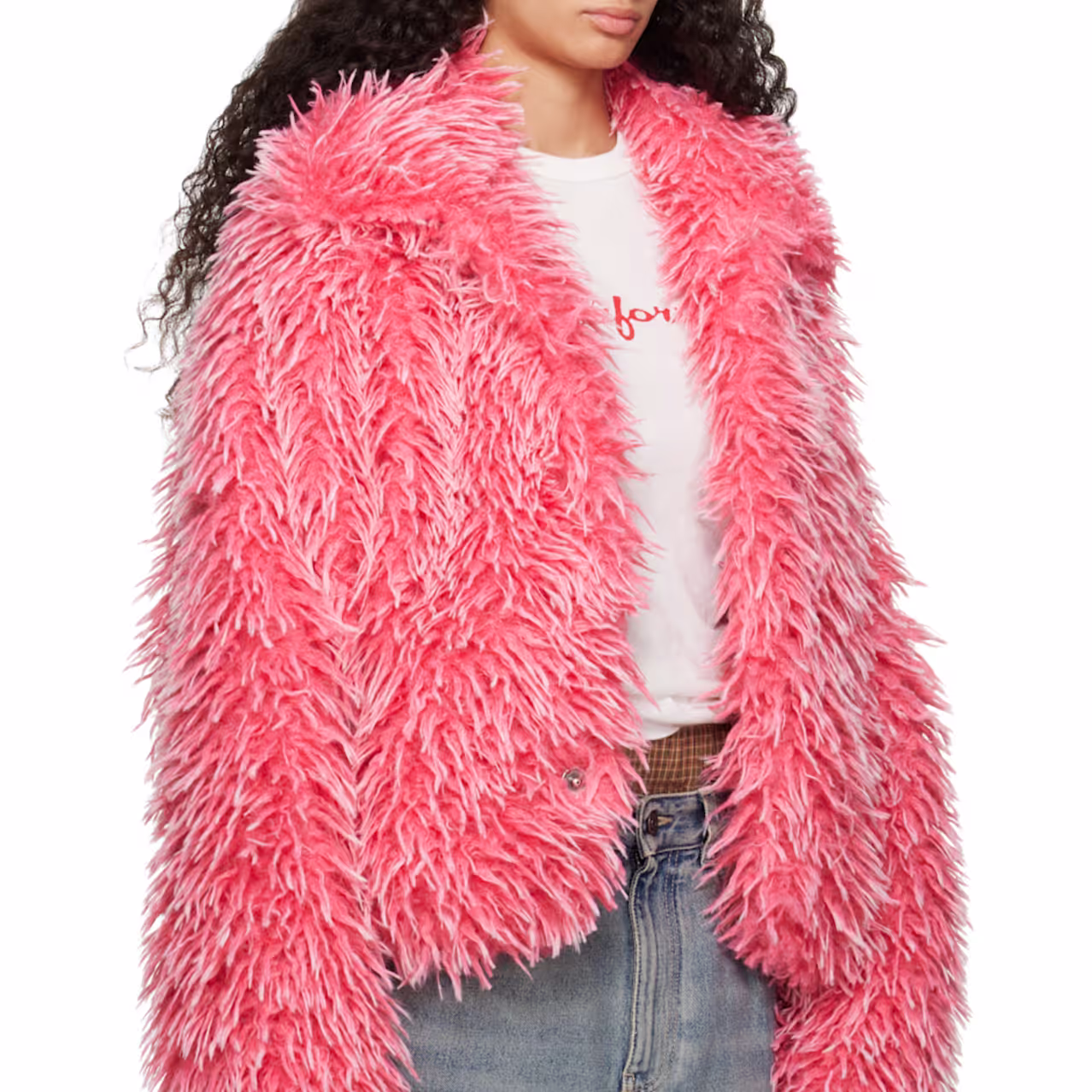 ERL Pink Varsity Fur Jacket