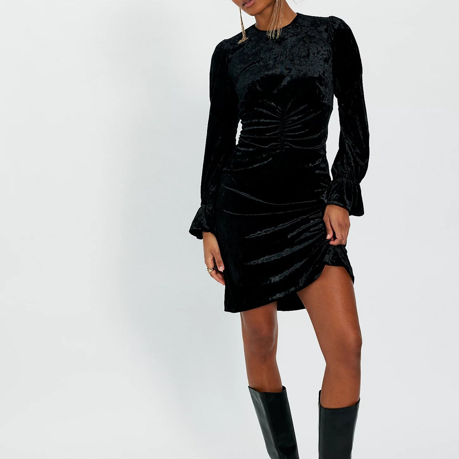 Free People Anna Sui Boudoir Velvet Long-Sleeve Dress