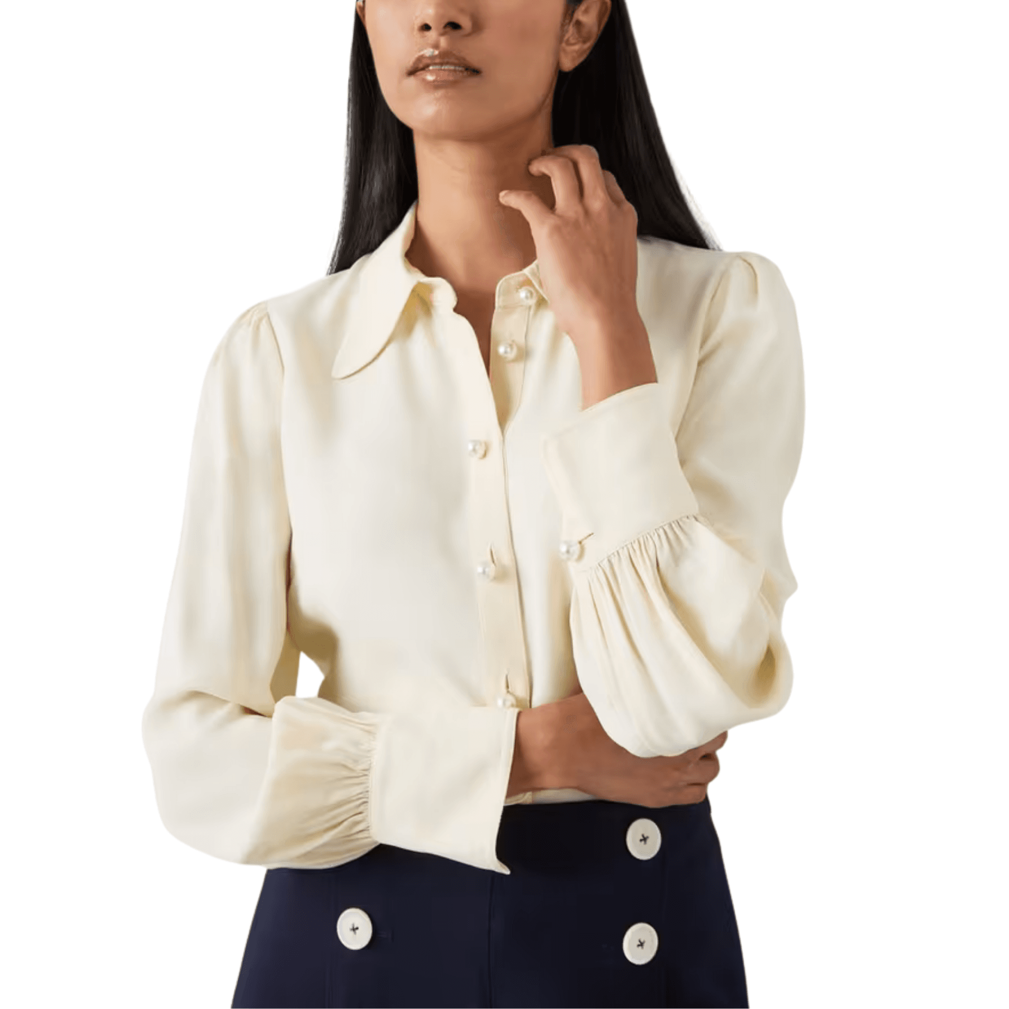 LK Bennett Sonya Cream Crepe Blouse