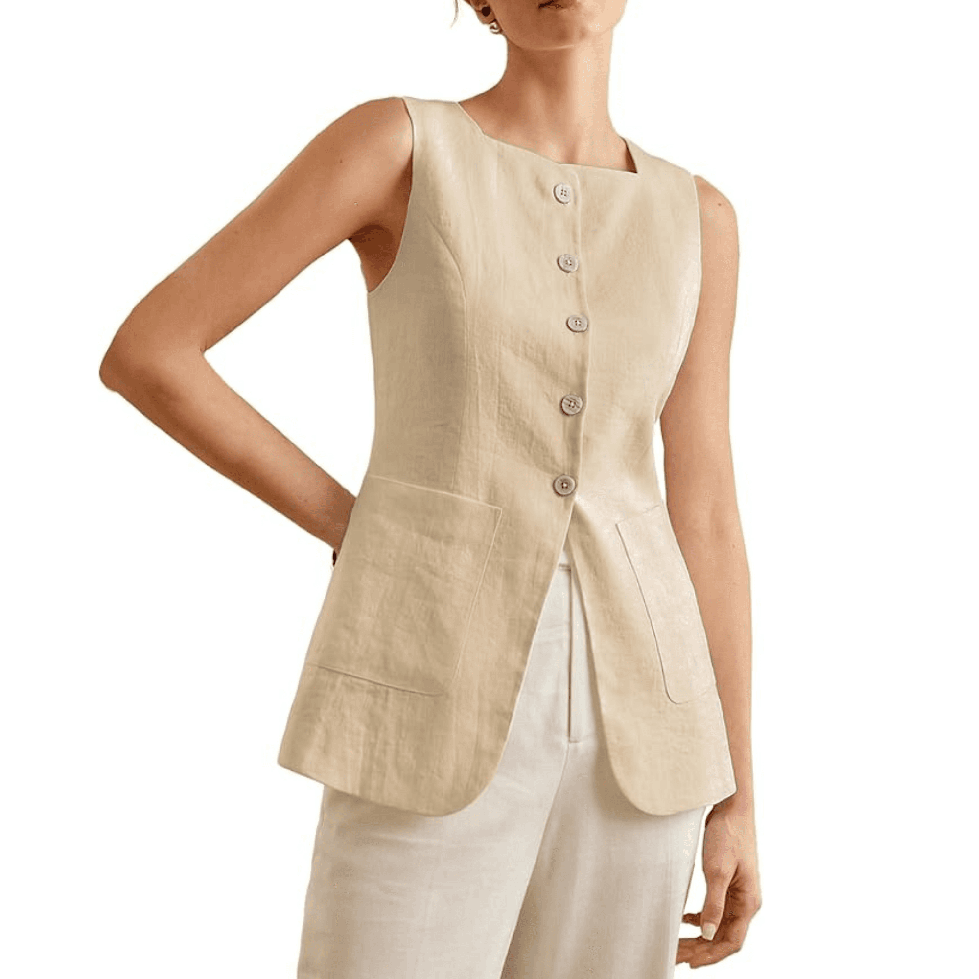 Mina Self Summer Long Linen Vest