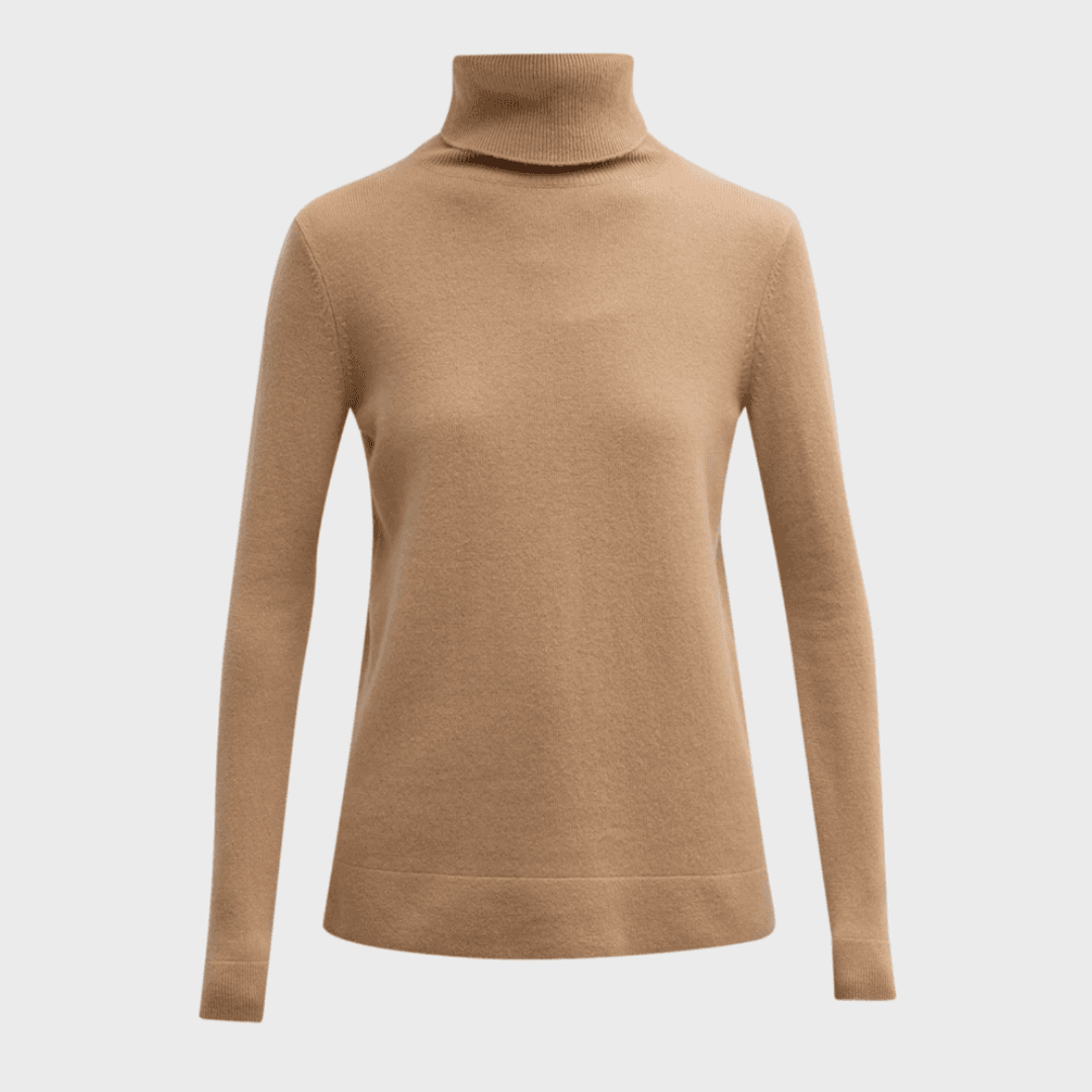 The Neiman Marcus Cashmere Collection Cashmere Basic Turtleneck Top against a white background