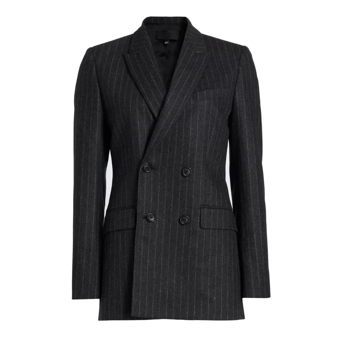 Nili Lotan Pinstriped Wool Double-Breasted Blazer