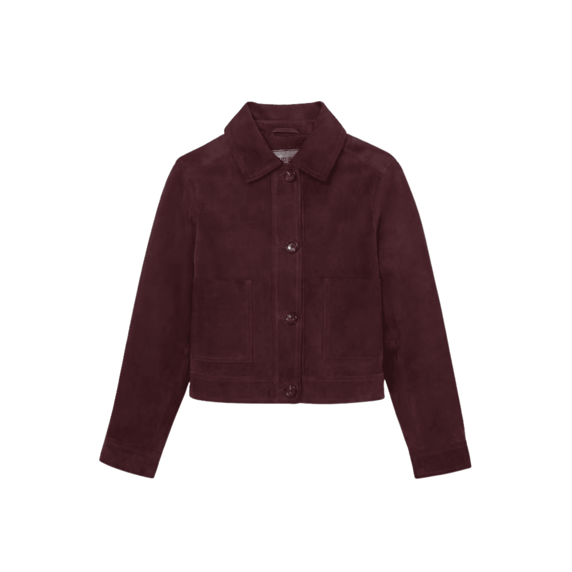 Reiss Sonny Suede Button-Through Jacket in Burgundy