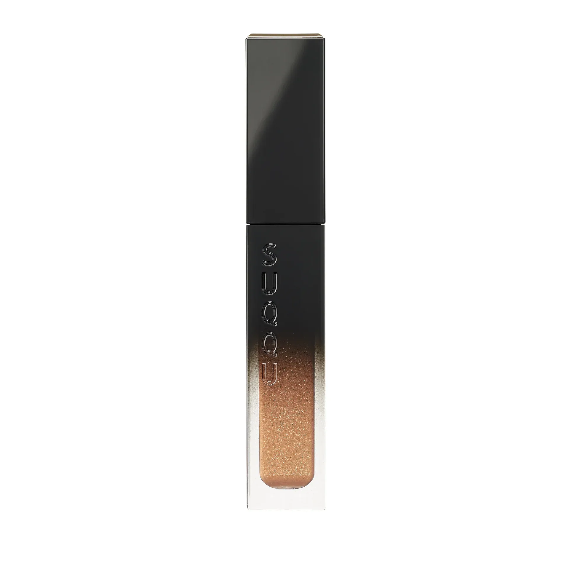 A closed tube of the Suqqu Liquid Luster Eye Liquid Eyeshadow in a gold color