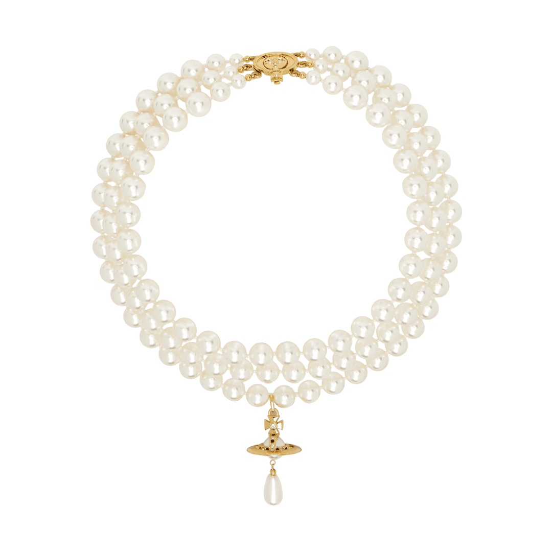 VIVIENNE WESTWOOD Three Row Pearl Drop Choker